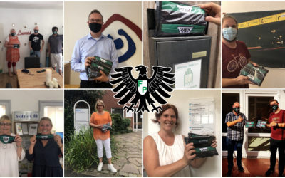 Fanprojekt übergibt Preußen-Masken an soziale Einrichtungen