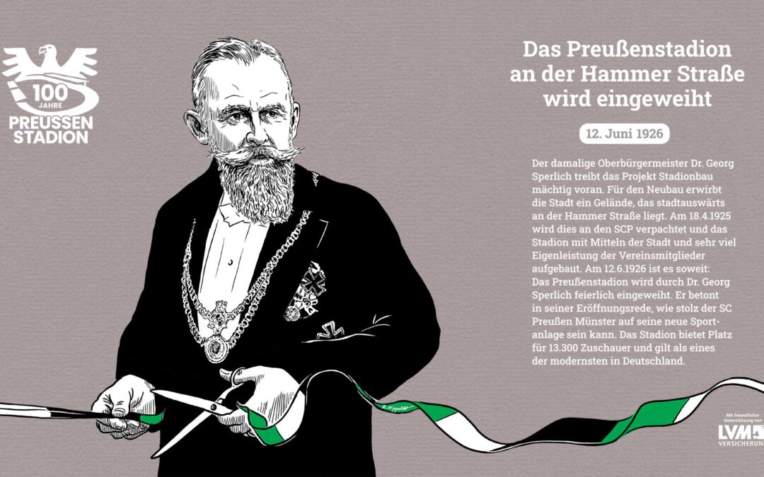 Oberbürgermeister Dr. Georg Sperlich eröffnet das Preußenstadion